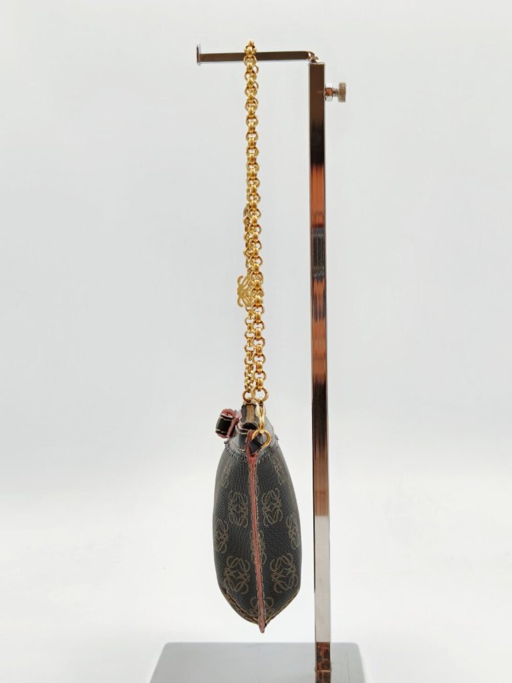 Loewe Anagram Chain Pochette Brown Canvas Leather Mini Shoulder Bag - Picture 4 of 11
